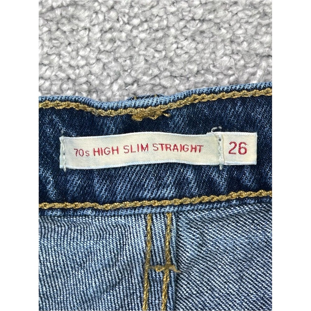 Levi's Premium Jeans Women’s 26 Blue 70s High Slim Straight Dark Wash Denim - Picture 5 of 12